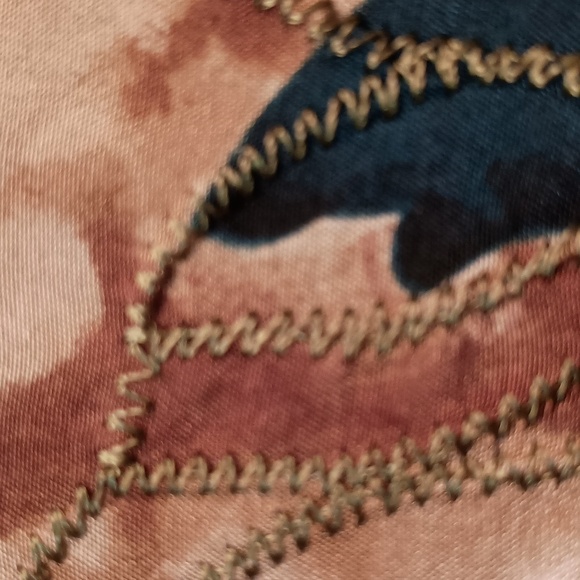 Chico's 100% Silk Skirt with Abstract Florals in Muted Colors and Embroidery - Picture 11 of 12